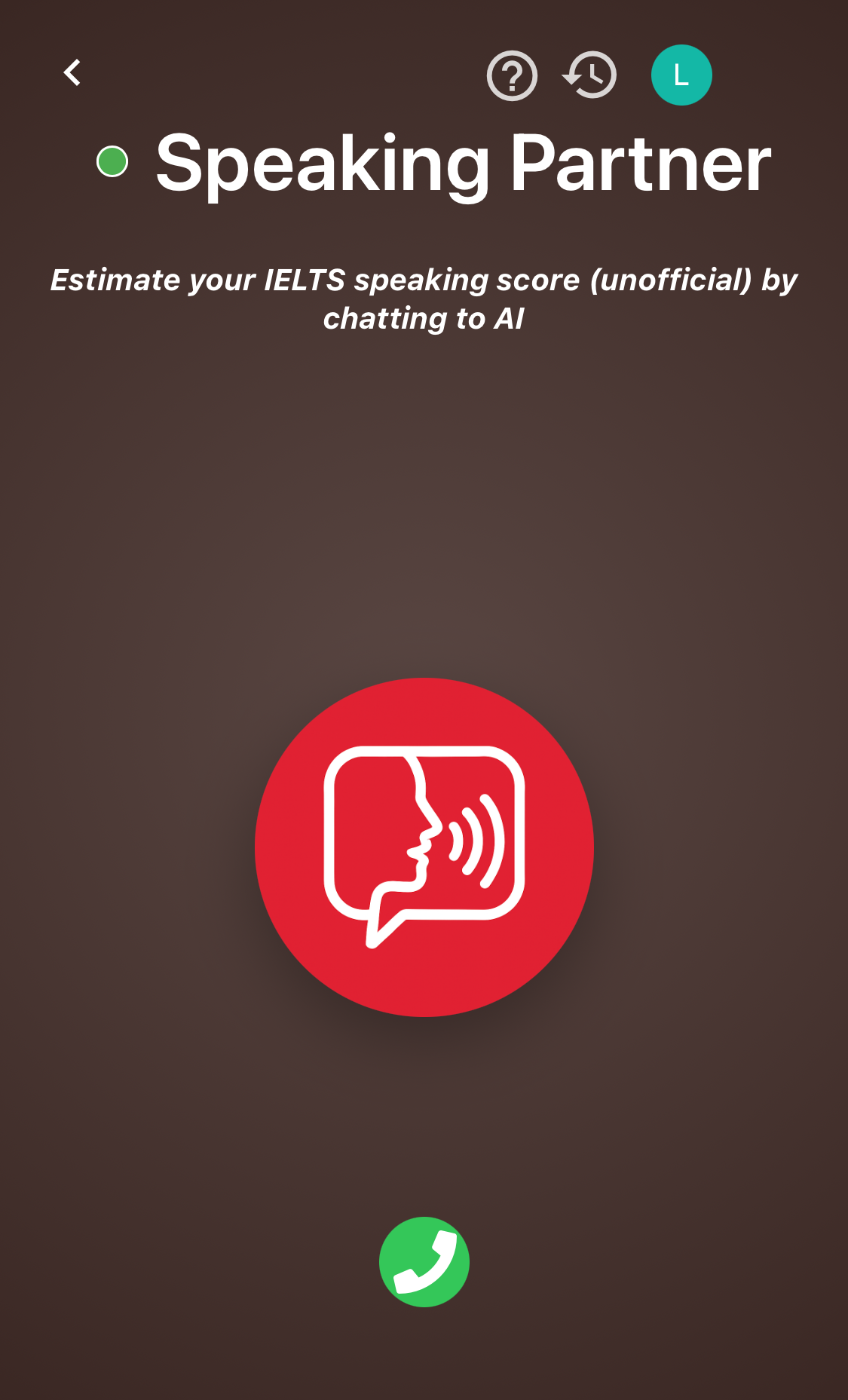 IELTS AI Partner call screen