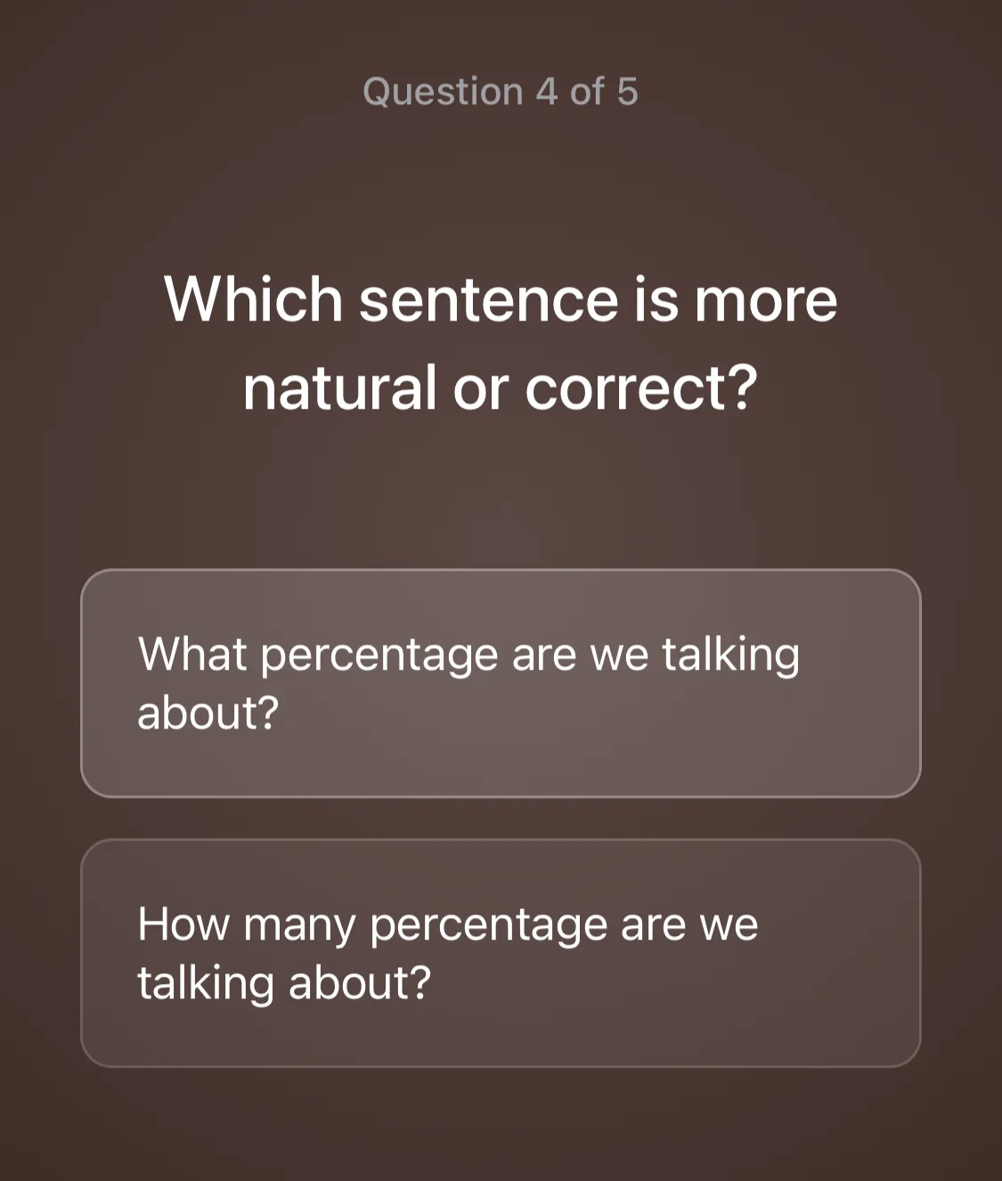 IELTS quiz showing a multiple-choice question